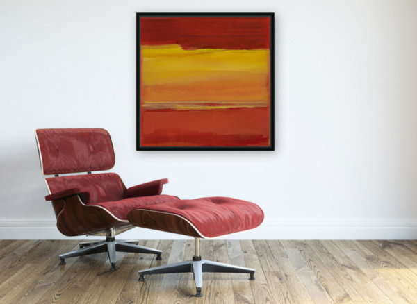 Framed red skies at night - fine art abstract by artist susan stone