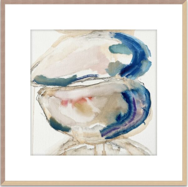 Mussels ii 20 x 20 white 4 inch mat OA 30 x 30 natural wood frame by artist Susan Stone