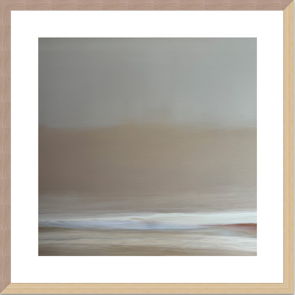 warm layers mocha skies i - matted white 16 x 16 natural wood frame OA 22 x 22